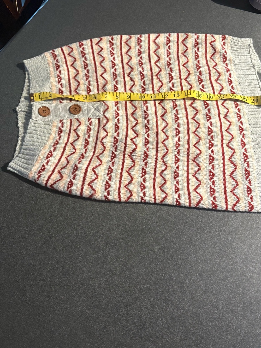 Vibrant Cream & Red Fair Isle Dog Sweater with Button Detail